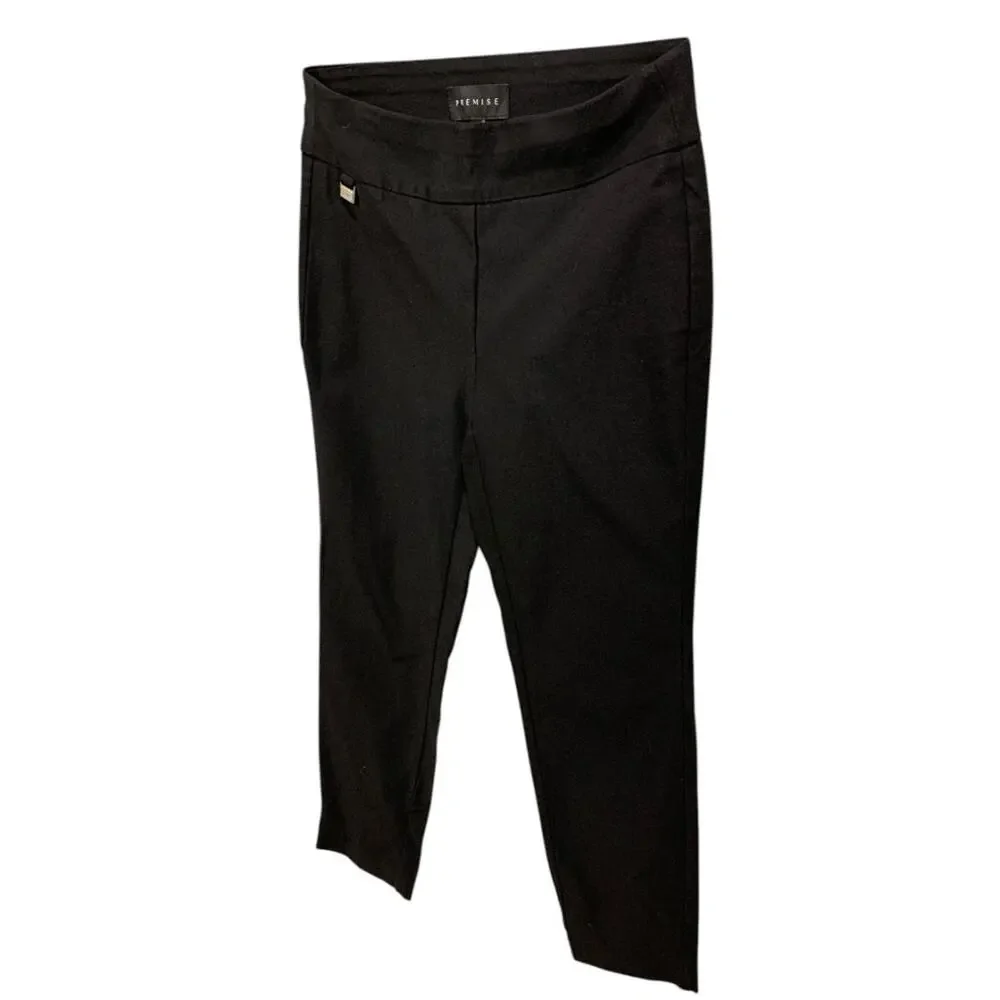 Size XS Premise Womens Pull On Black Dress Pants Tapered 27